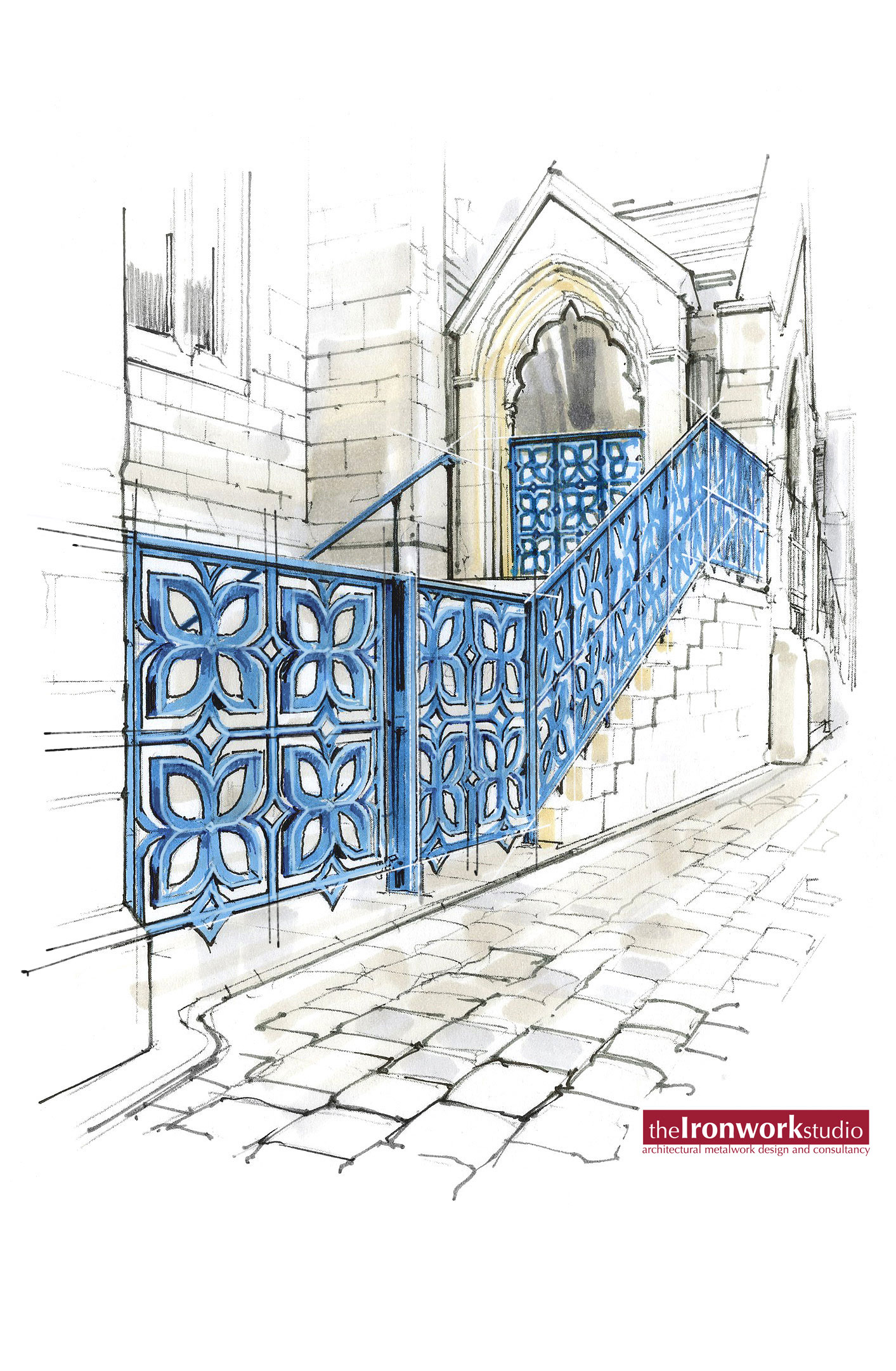 Shrewsbury Cathedral railings esigned by The Ironwork Studio